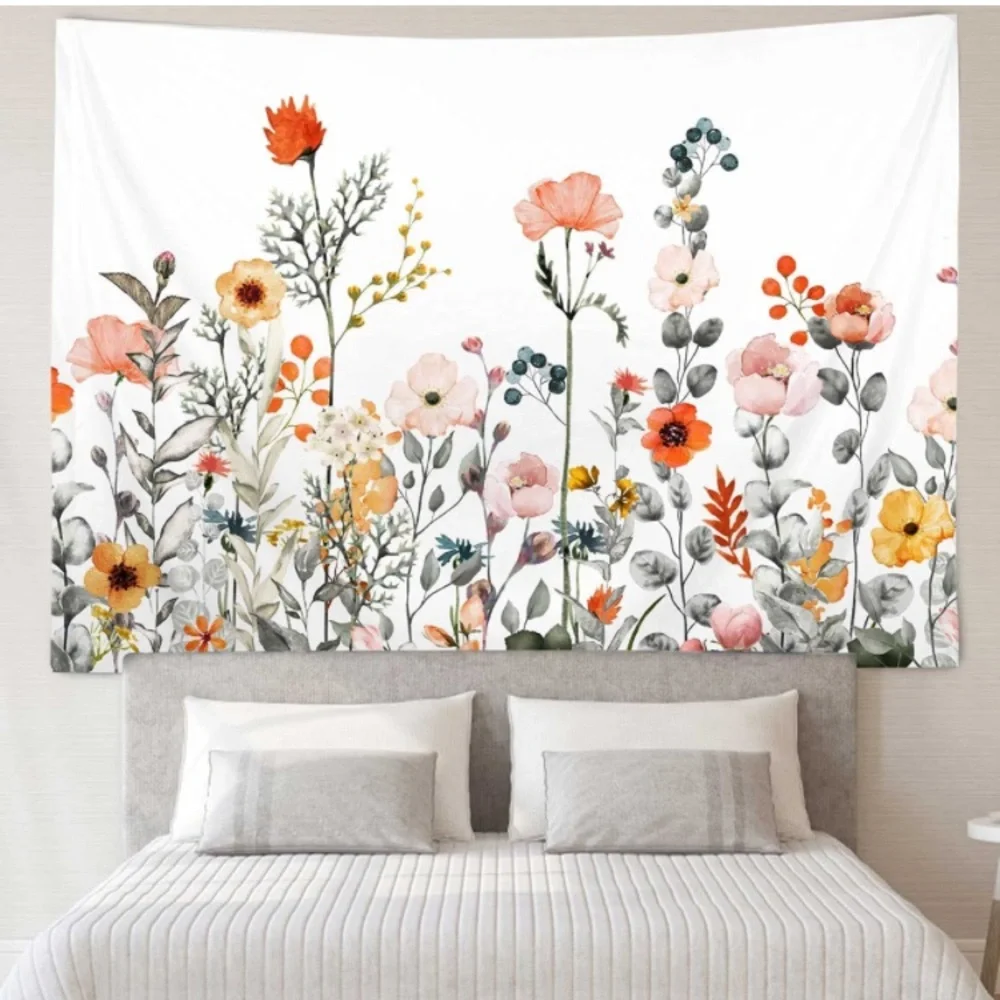 Floral Wildflower Botanical Colorful Garden Outdoor Room Wall Decor Tapestry